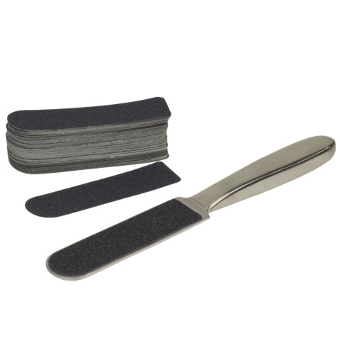 'Edelstahl-Hornhautfeile SCHMAL mit 2x50 Schleiffolien'