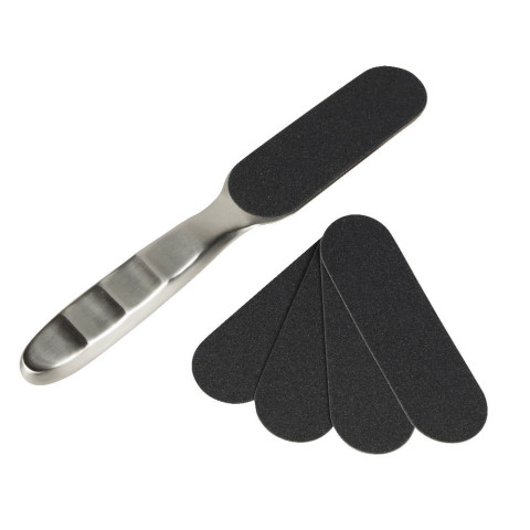 'Edelstahl-Hornhautfeile mit 2x50 Schleiffolien'