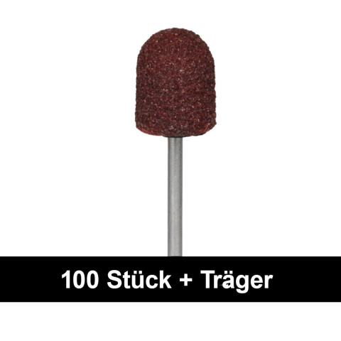 'ECO-Schleifkappen 10mm mittel, 100 Stück + Träger'