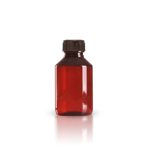 'Medizinflasche 100 ml braun, aus Kunststoff'