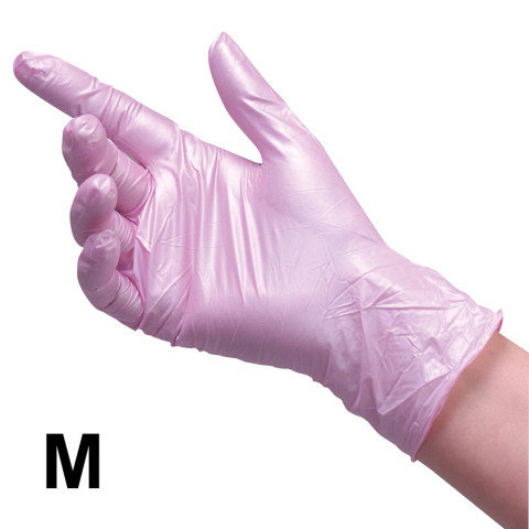 'RAUE Nitril-Handschuhe Rosé Glamour, 100 Stück, Gr. M (7-8)'
