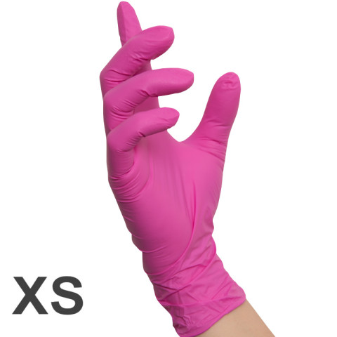 'RAUE Nitril-Handschuhe PINK, 100 Stück  Gr. XS (5-6)'