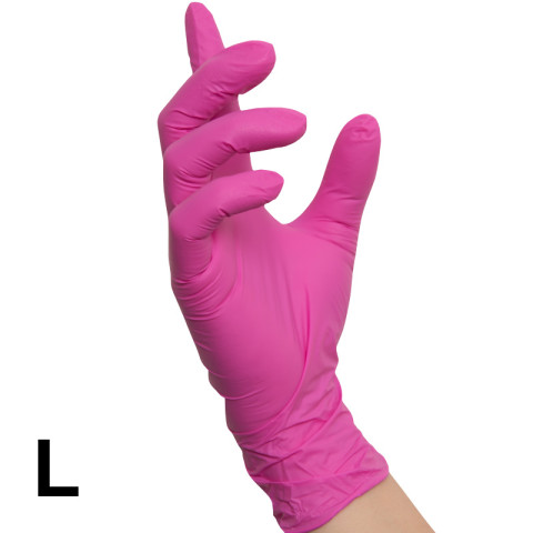 'RAUE Nitril-Handschuhe PINK, 100 Stück Gr. L (8-9)'