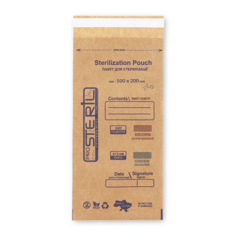 'Sterilisationsbeutel aus Kraftpapier für Heißluft & Dampf 10 x 20 cm, 100 Stück'
