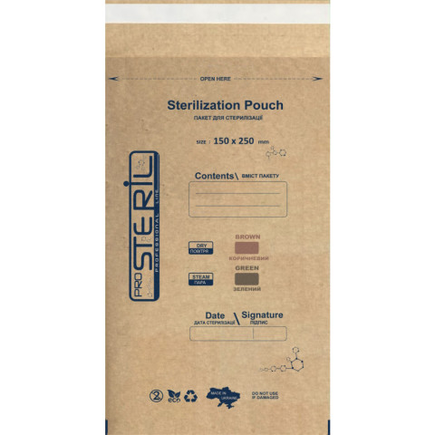 'Sterilisationsbeutel aus Kraftpapier für Heißluft & Dampf 15 x 25 cm, 100 Stück'