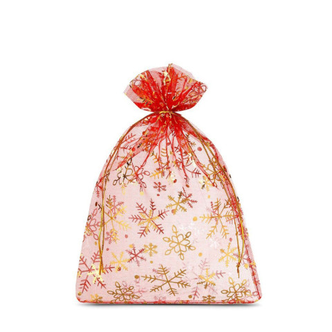 'Organza-Beutel weihnachtlich rot-gold, 15x20 cm, 10 Stück'