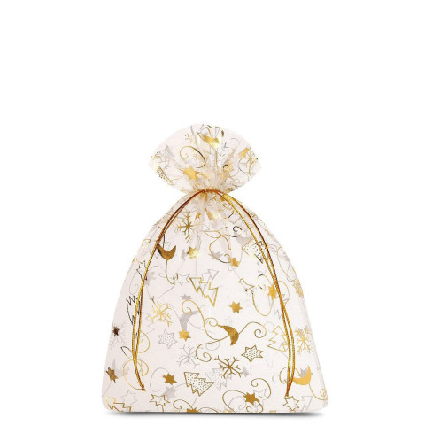 'Organza-Beutel weihnachtlich gold, 12x15 cm, 10 Stück'