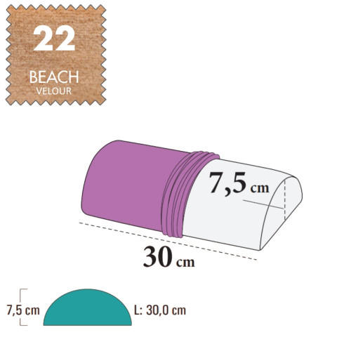 'Bezug für Handauflage Halbrolle, Velour - 22 beach'