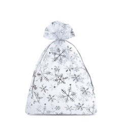 Organza-Beutel weihnachtlich silber, 15x20 cm, 10 Stück