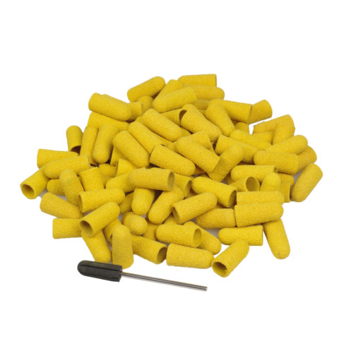 'Extra long abrasive caps 8mm coarse, 100 pcs + mandrel'