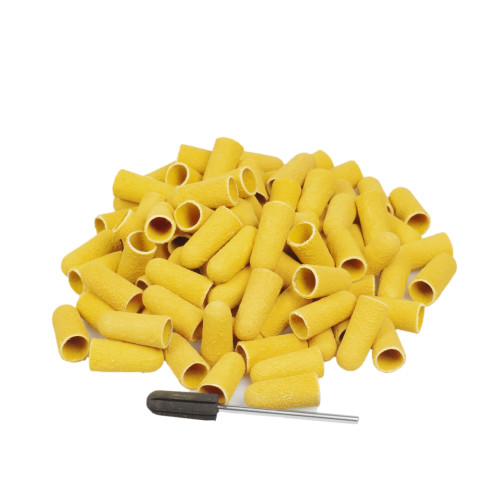 'Extra long abrasive caps 8mm medium, 100 pcs + mandrel'