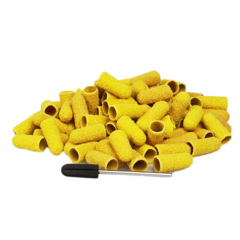 'Extra long abrasive caps 8mm extra coarse, 100 pcs + mandrel'