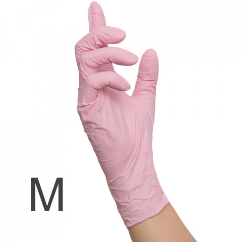 'Nitrile gloves PINK M, 100 pieces'