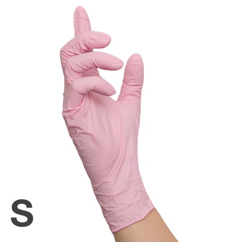 'RAUE Nitril PINK Gloves 100, Size S (6-7)'