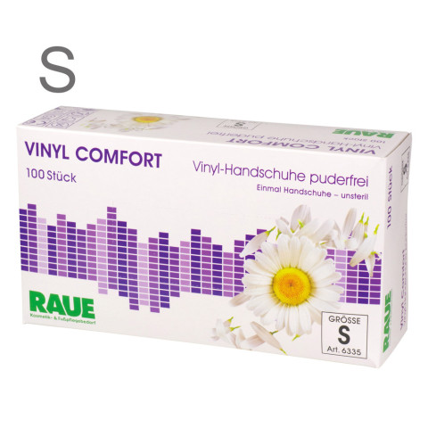 'RAUE Vinyl Comfort Gloves, size S, 100 pieces'