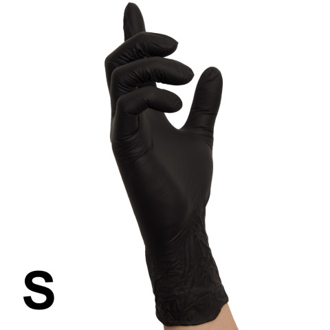 'Nitrile gloves BLACK S, 100 pieces'