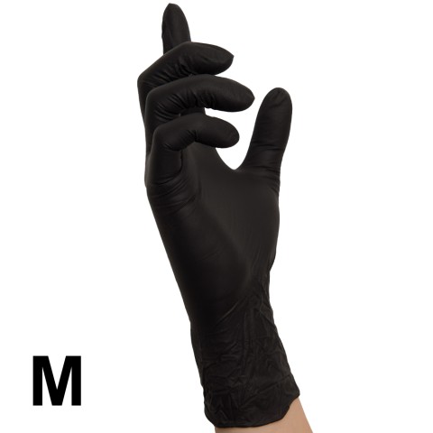 'RAUE Nitril BLACK Gloves 100 pcs, Size M'