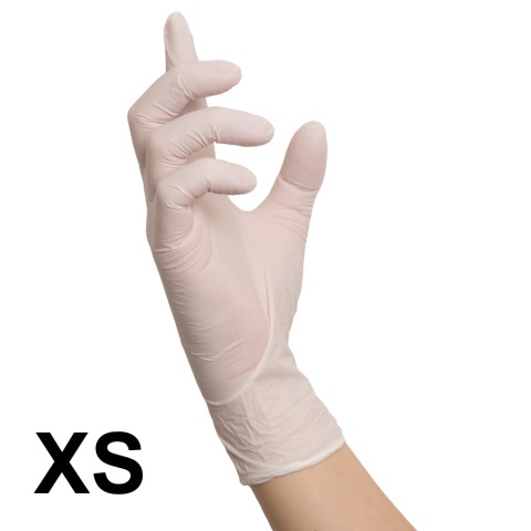 'RAUE Nitril WHITE Gloves 100 pcs, Size XS'