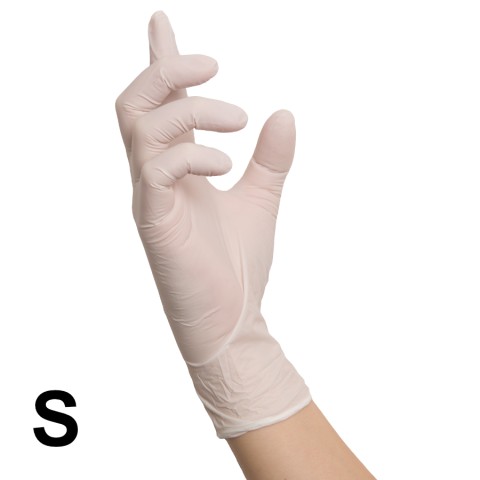 'RAUE Nitril WHITE Gloves 100 pcs, Size S'