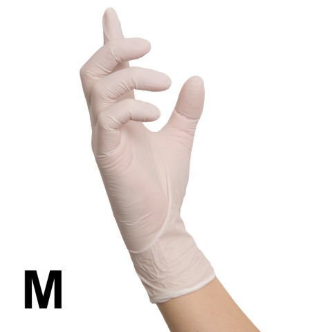 'RAUE Nitril WHITE Gloves 100 pcs, Size M'