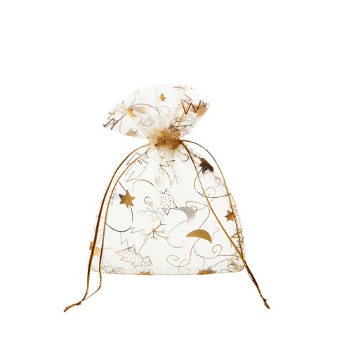 'Organza-Beutel weihnachtlich gold, 10x13 cm, 10 Stück'