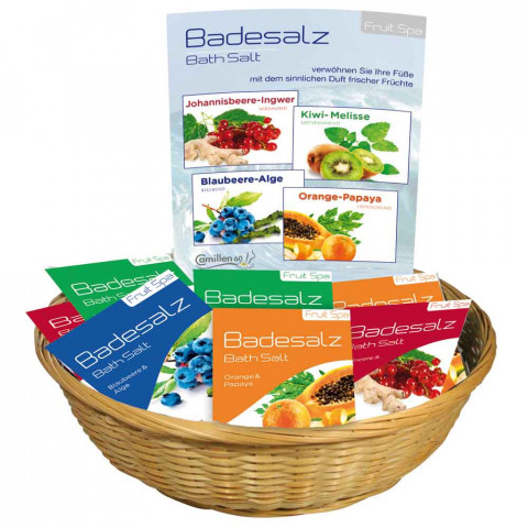 'Fruit Bath Salts in Basket 4 x 6 Sachets Fruit Bath Salts'