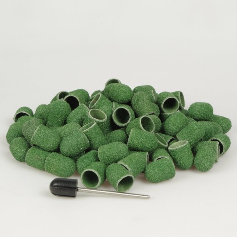 'ECO-Schleifkappen supergrob, 100 Stück mit Kappenträger'