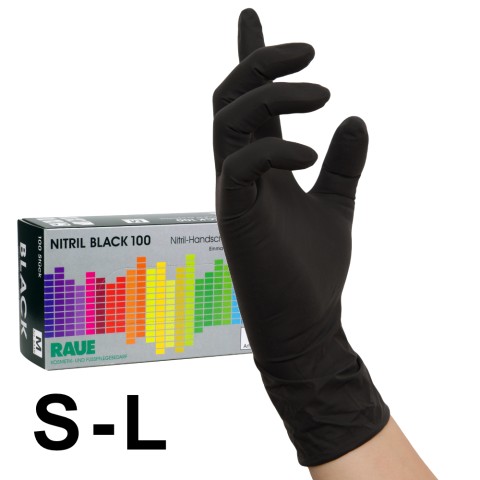 'RAUE Nitril Gloves BLACK, 100 pcs'