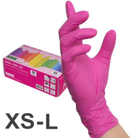 'RAUE Nitril PINK 100 Gloves'