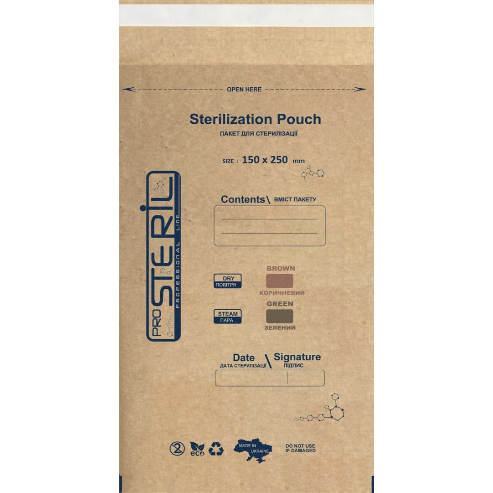 Sterilisationsbeutel aus Kraftpapier für Heißluft & Dampf 15 x 25 cm, 100 Stück